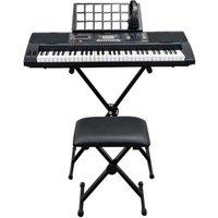 Axus 61-Key Keyboard, Stand, Stool & Headphones Bundle - Black, Black