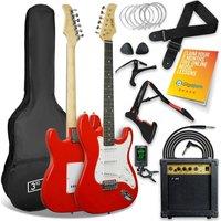 3Rd Avenue Full Size 4/4 Electric Guitar Bundle - Red, Red