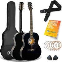 3Rd Avenue Full Size 4/4 Acoustic Guitar Bundle - Black, Black
