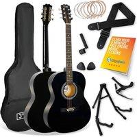 3Rd Avenue Full Size 4/4 Acoustic Guitar Ultimate Bundle - Black, Black