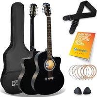 3Rd Avenue Full Size 4/4 Cutaway Acoustic Guitar Bundle - Black, Black