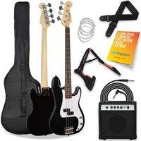 3Rd Avenue Full Size 4/4 Electric Bass Guitar Bundle - Black, Black