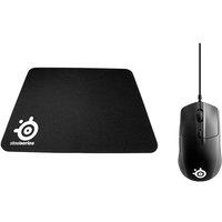 Steelseries Rival 3 RGB Optical Gaming Mouse & Gaming Surface Bundle, Black