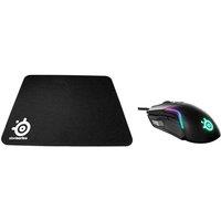 Steelseries Rival 5 RGB Optical Gaming Mouse & Gaming Surface Bundle, Black