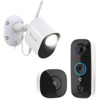 TOUCAN B200TSLC Wireless Video Doorbell with Chime & WiFi Security Camera Bundle, Black,White