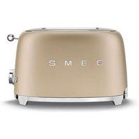 SMEG 50's Retro TSF01CHMUK 2-Slice Toaster - Matt Champagne, Green