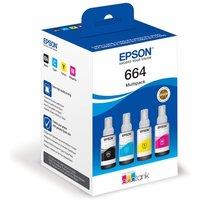 EPSON 664 EcoTank Cyan, Magenta, Yellow & Black Ink Bottles, Black,Cyan,Magenta,Yellow,Tri-colour