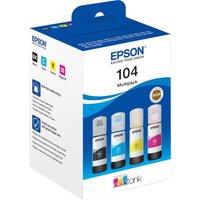 EPSON 104 EcoTank Black, Cyan, Magenta & Yellow Ink Bottles, Black,Yellow,Cyan,Magenta
