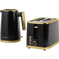 SALTER COMBO-7997 Jug Kettle & 2-Slice Toaster Bundle - Black & Gold, Black,Gold