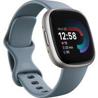 FITBIT Versa 4 Smart Watch - Waterfall Blue & Platinum, Silver/Grey,Blue