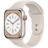 APPLE Watch Series 8 Cellular - Starlight with Starlight Sports Band, 45 mm, Silver/Grey,White,Gold