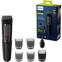 PHILIPS Series 3000 7-in-1 MG3720/33 Beard & Hair Multi Grooming Kit with Nose Trimmer - Black, Black