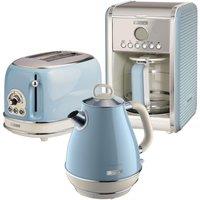 ARIETE ARPK9 Vintage Toaster, Kettle & Coffee Machine Bundle - Blue