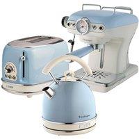 ARIETE Vintage ARPK18 Toaster, Kettle & Coffee Machine Bundle - Blue