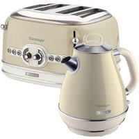 ARIETE Vintage ARPK19 4-Slice Toaster & Jug Kettle Bundle - Beige