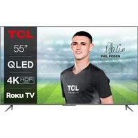 55" TCL 55RC630K Smart 4K Ultra HD HDR QLED TV, Silver/Grey