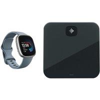 Fitbit Versa 4 Smart Watch & Aria Air Smart Scale Bundle - Waterfall Blue & Black, Silver/Grey,Blue