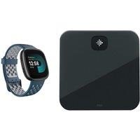 Fitbit Versa 4 Smart Watch Sports Pack & Aria Air Smart Scale Bundle - Black, Black,Blue