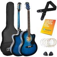 3RD AVENUE Full Size 4/4 Cutaway Acoustic Guitar Bundle - Blueburst, Blue,Black