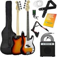 3RD AVENUE Full Size 4/4 Electric Bass Guitar Bundle - Sunburst, Brown,Orange