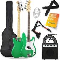3RD AVENUE Full Size 4/4 Electric Bass Guitar Bundle - Green, Green