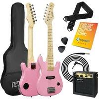 3RD AVENUE 1/4 Size Kids Electric Guitar Bundle - Pink, Pink