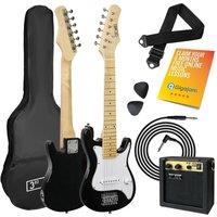 3RD AVENUE 1/4 Size Kids Electric Guitar Bundle - Black & White, Black,White