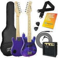 3RD AVENUE 1/4 Size Kids Electric Guitar Bundle - Galaxy, Patterned,Purple,Blue