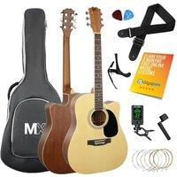3RD AVENUE MX Cutaway Premium Acoustic Guitar Bundle - Natural, Brown,Yellow