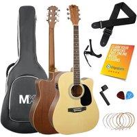 3RD AVENUE MX Cutaway Premium Electro-Acoustic Guitar Bundle - Natural, Brown,Yellow