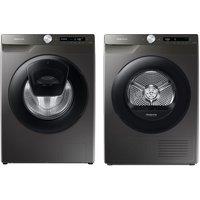 Samsung WW90T554DAN/S1 9 kg WiFi-enabled Washing Machine & DV90T5240AN/S1 9 kg WiFi-enabled Tumble Dryer Bundle, Silver/Grey