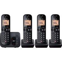 PANASONIC KX-TGC264EB Cordless Phone - Quad Handsets, Black, Black