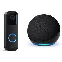 Blink Video Doorbell & Echo Dot (5th Gen) Smart Speaker with Alexa Bundle, Black