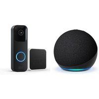 Blink Video Doorbell with Sync Module & Echo Dot (5th Gen) Smart Speaker with Alexa Bundle, Black