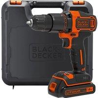 Black + Decker BCD700S1K Cordless Hammer Drill with 1 Battery - Black & Orange, Black,Orange