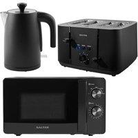 SALTER Kuro COMBO-8686 4-slice Toaster, Jug Kettle & Solo Microwave Bundle - Black