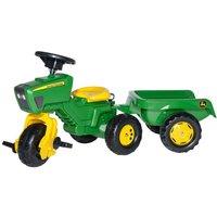 ROLLY TOYS rollyTrac John Deere Kids' Ride-On Toy with Trailer - Green, Black & Yellow, Green,Yellow,Black