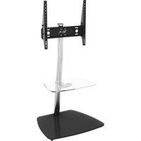 AVF Iseo FSL600ISBC Pedestal TV Stand with Bracket - Black Glass & Chrome, Silver/Grey,Black