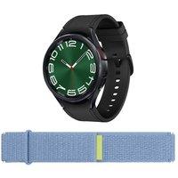 Samsung Galaxy Watch6 Classic 4G (Black, 47 mm) & Additional Fabric Band (Blue, M/L) Bundle, Black