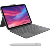 Logitech Combo Touch 10.9 iPad Keyboard Folio & Crayon (2nd Gen) Digital Pencil for iPad Bundle, Silver/Grey