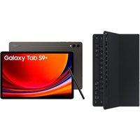 Samsung Galaxy Tab S9+ 12.4" Tablet (256 GB, Graphite) & Galaxy Tab S9+ Slim Book Cover Keyboard Case Bundle, Black,Silver/Grey