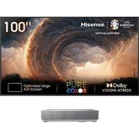 HISENSE 100L5HTUKD Smart 4K Ultra HD HDR Laser TV with Amazon Alexa, Silver/Grey