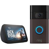 Ring Video Doorbell 1 (Bronze) & Amazon Echo Show 5 Smart Display Bundle, Gold,Black