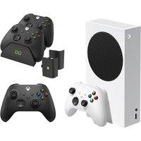 Microsoft Xbox Series S (512 GB), Additional Black Controller & VS2881 Xbox Series X/S & Xbox One Twin Docking Station (Black) Bundle, White