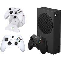 Microsoft Xbox Series S (1 TB), Additional White Controller & VS2871 Xbox Series X/S & Xbox One Twin Docking Station (White) Bundle, Black