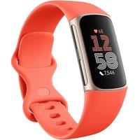 FITBIT Charge 6 Fitness Tracker - Coral, Silicone Strap, Universal, Orange,Pink