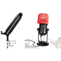 Joby Wavo Pod USB Microphone & JB01803-BWW Wavo Boom Arm Bundle, Black,Red