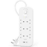 BELKIN SRB002af2M Surge Protected 6-Socket Extension Lead with USB - 2 m
