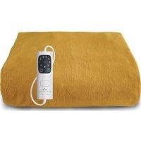 DREAMLAND Snuggle Up Velvet Heated Throw - Mustard, 160 x 120 cm