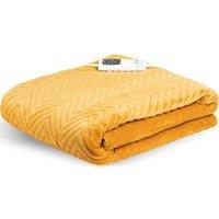 DREAMLAND Hurry Home Deluxe Velvet Heated Throw - Mustard, 160 x 120 cm